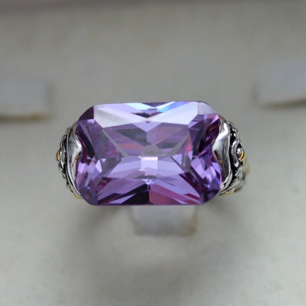Vintage 18KGE Purple CZ Statement Ring – Size 10 - Picture 2 of 10